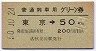 普通列車グリーン券★東京→50km(昭和50年・秋葉原駅)