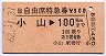 B自由席特急券★小山→100kmまで(昭和62年)