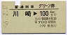 普通列車グリーン券★川崎→100kmまで(昭和56年)