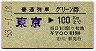 普通列車グリーン券(補充)★東京→100km(市川駅発行)