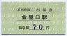有田鉄道・A型緑地紋★金谷口駅・出場券(70円)