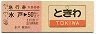 愛称板「ときわ号」・急行券(水戸→50km・500円)0222
