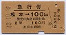 急行券・2等青★松本→100kmまで(昭和43年)
