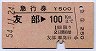 急行券・三角矢印★友部→100kmまで(昭和54年)