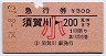 急行券・三角矢印★須賀川→200km(昭和54年・小児)