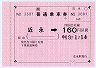 大型軟券の乗車券(近永→160円)