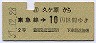東京急行電鉄・金額式★久ケ原→2等10円(昭和37年)
