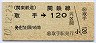 関東鉄道・金額式★取手→120円(平成10年)