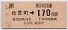 金額式★佐貫町→170円(昭和63年)