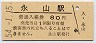 宗谷本線・永山駅(80円券・昭和54年)