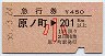 急行券★原ノ町→201km以上(昭和56年・小児)