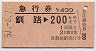 急行券★釧路→200km(昭和51年)