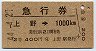 2等青・急行券★上野→1000km(昭和44年)