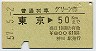普通列車グリーン券★東京→50km(昭和57年)