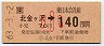 JR券[東]・簡易委託(ム)★北金ヶ沢→140円(昭和63年・小児)