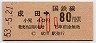東京印刷・金額式★成田→80円(昭和53年・小児)