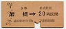 東武・赤地紋★岩槻→3等20円(昭和34年)