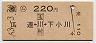 JR券[東]・(ム)簡委★瓜連←[玉川村]→下小川(昭和63年・220円)
