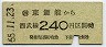西武・金額式★東飯能→240円(昭和55年)