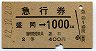 急行券★盛岡→1000km(昭和42年・2等)
