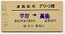 渋谷発行・250円★連絡船用グリーン券(宇野→高松・S51)