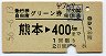 急行券・自由席グリーン券★熊本→400km(昭和56年)