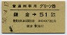 普通列車用グリーン券★鎌倉→51km以上(昭和50年)