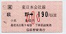 JR券[東]・小型軟券★(ム)萩野→190円(小児)