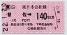 JR券[東]・小型軟券★(ム)替佐→140円(平成22年)