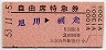 上富良野発行★自由席特急券(旭川→網走・昭和53年)