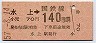 東京印刷・金額式★水上→140円(昭和57年)