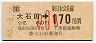 JR券[東]・金額式★大石田→170円(昭和63年・小児)