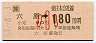 JR券[東]・金額式★六原→180円(昭和63年・小児)