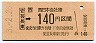 JR券[西]・金額式★安芸長束→140円(平成3年)