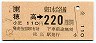 JR券[東]・金額式★穂高→220円(昭和63年)