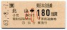 JR券[東]・金額式★北山→180円(昭和63年・小児)