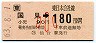 JR券[東]・金額式★国見→180円(昭和63年・小児)
