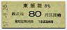 西武鉄道・金額式★東飯能→80円(昭和57年)