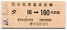 JR券[北]・簡易委託★(ム)夕張→160円(平成10年)