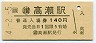 予讃線・高瀬駅(140円券・平成4年)