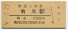 山陽本線・有年駅(100円券・昭和56年)