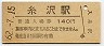 三セク化・記念券★会津線・糸沢駅(140円券・昭和62年)