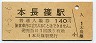 4-5-6★飯田線・本長篠駅(140円券・平成4年)