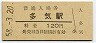 紀勢本線・多気駅(120円券・昭和58年)