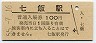 函館本線・七飯駅(100円券・昭和55年)