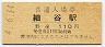 東武鉄道・細谷駅(110円券・平成4年)