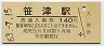 JR日付★高山本線・笹津駅(140円券・昭和63年)