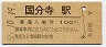 中央本線・国分寺駅(100円券・昭和55年)