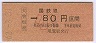 大阪印刷・金額式★大曽根浦→80円(昭和62年・小児)